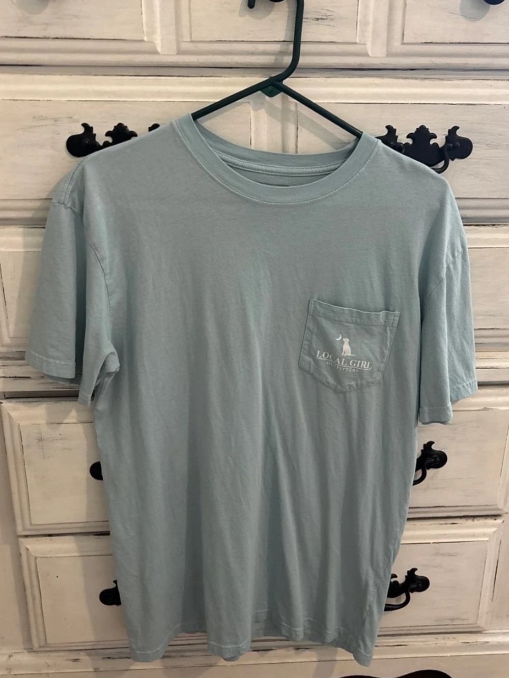 Local Girl Short Sleeve Pocket Tee — Light Blue